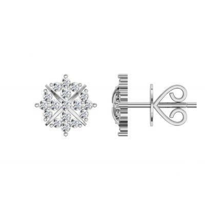 2.4 Ct Round Genuine Diamond Stud Earring 14K White Gold