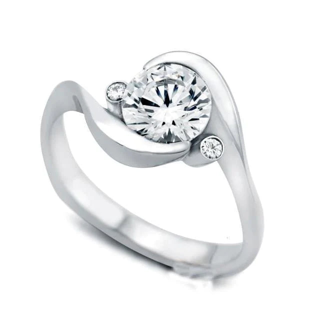 2.40 Carats 3 Stone Style Real Diamond Engagement Ring White Gold 14K