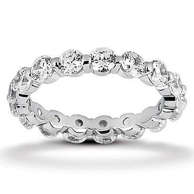 2.40 Carats Round Real Diamond Eternity Engagement Band 14K White Gold