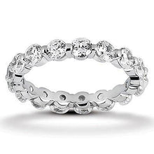 2.40 Carats Round Real Diamond Eternity Engagement Band 14K White Gold