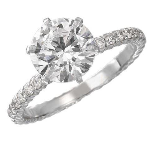 2.40 Carats Round Real Diamond Wedding Ring White Gold Lady Jewelry