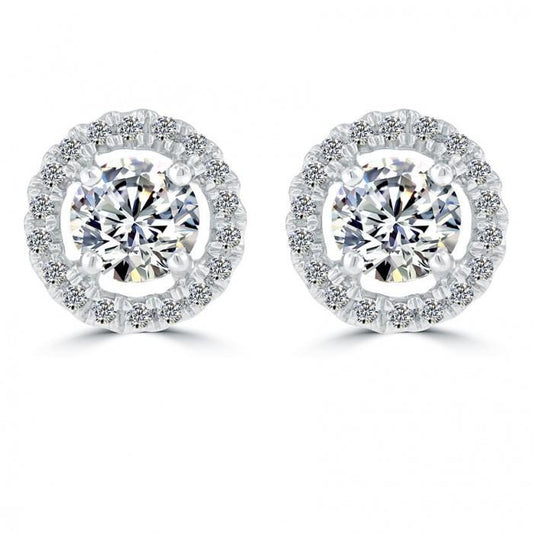 2.40 Ct. Round Halo Real Diamond Earring White Gold Sparkling Gold Jewelry