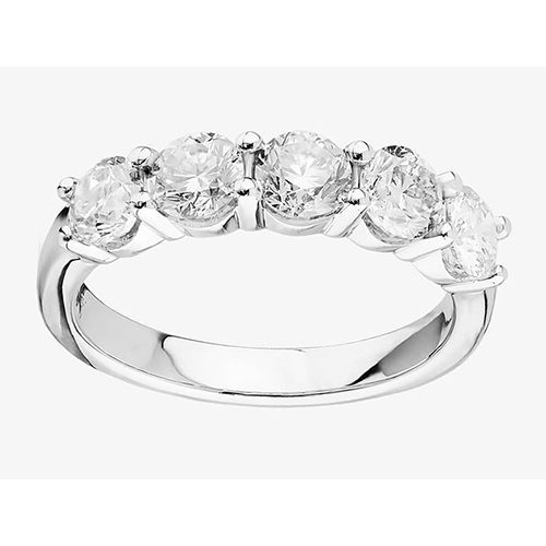 2.5 Carats 5 Stone Round Natural Diamond Wedding Band