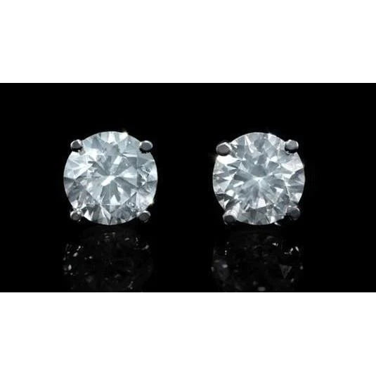 2.5 Carats Round Cut Real Diamond Stud Earring Gold White 14K