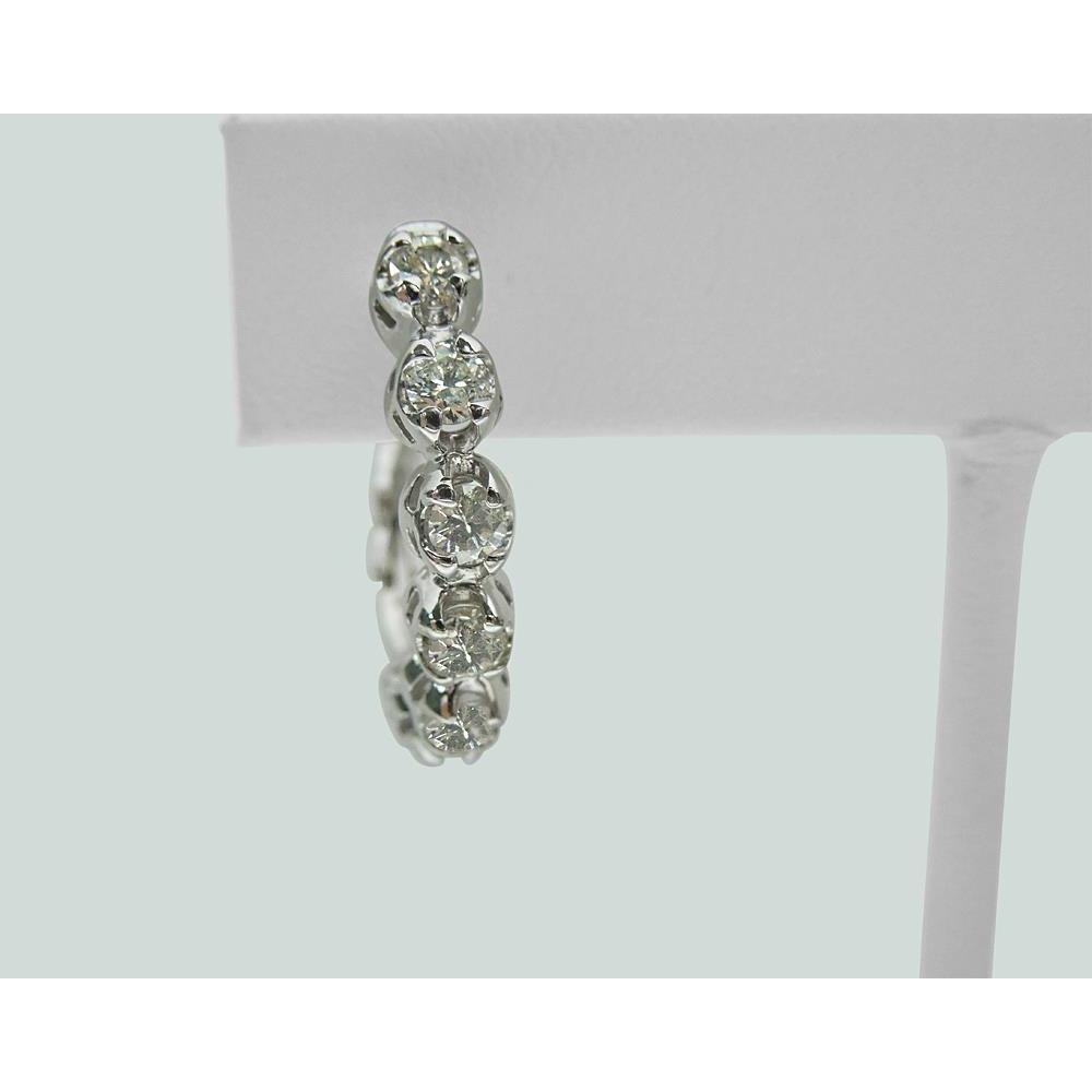 2.5 Carats Round Genuine Diamond Lady Hoop Earring Solid 14K