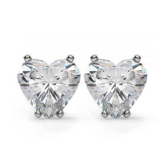 2.5 Ct Heart Shaped Natural Diamond Stud Fine Earring Pair White Gold 14K