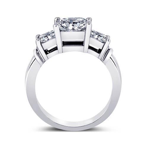 2.50 Carat Princess Natural Diamonds Engagement Ring 3 Stone