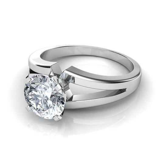 natural round diamond 2.50ct ring front view