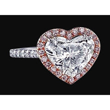 2.50 Carats Heart Center Natural Diamond Halo Ring Two Tone Gold 14K Jewelry