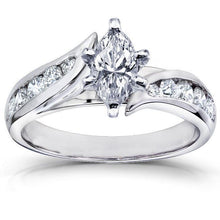 2.50 Carats Natural Diamond Solitaire Ring With Accent White Gold 14K New