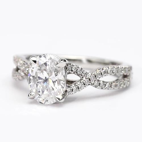 2.50 Carats Oval Cut Real Diamond Engagement