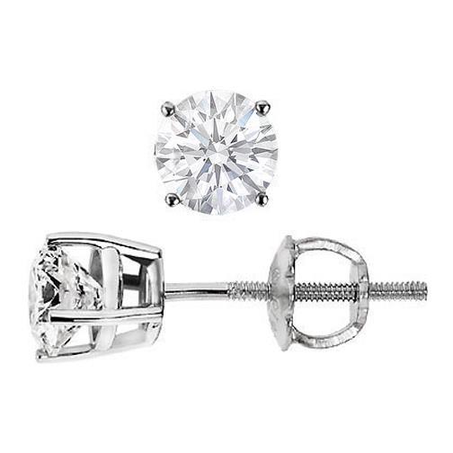 natural round diamond 2.50ct earring front view