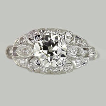 2.50 Carats Solitaire Ring Old Cut Genuine Diamond With Accents Vintage Style