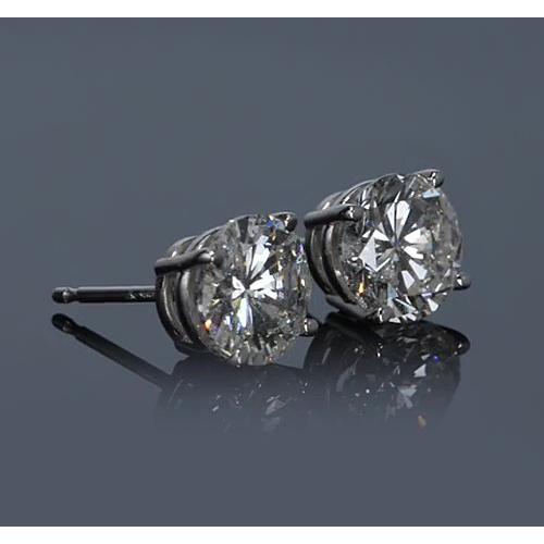 2.50 Carats White Gold 14K Prong Round Diamond Stud Earring F Vs1