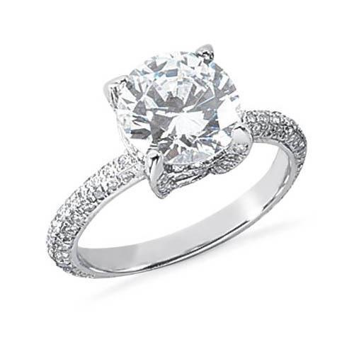 2.50 Ct Round Real Diamonds Engagement Ring With Accents White Gold