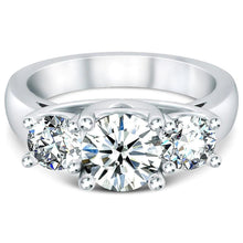 2.50 Ct Round Three Stone Real Diamond Ring New White Gold 14K