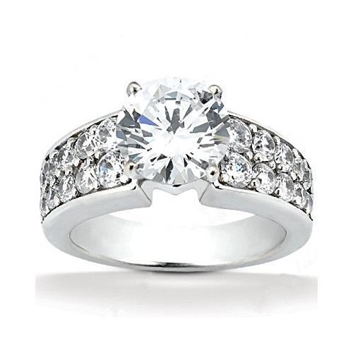 2.50 Ct. Women Real Natural Earth Mined Diamond Ring Ring With Accents White Gold 14K