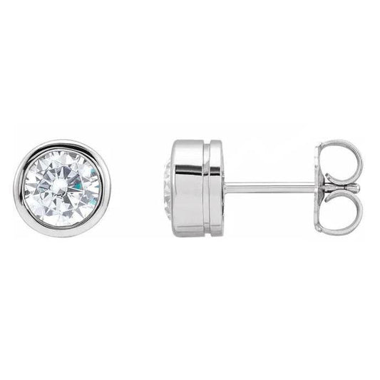 2.50 carats Bezel Set Natural Diamonds Studs Earrings White Gold