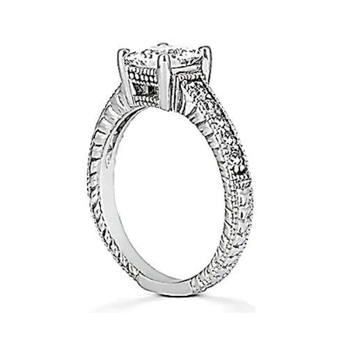 2.51 Carat Diamond Antique Style Ring With Accents White Gold Jewelry