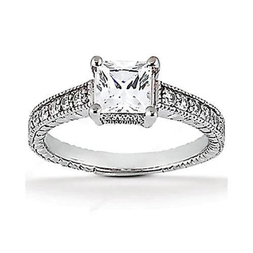 2.51 Carat Natural Earth Mined Diamond Antique Style Ring With Accents White Gold Jewellery