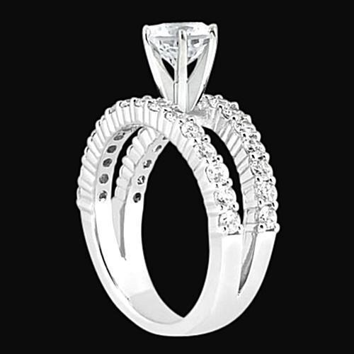 2.51 Carat Diamonds Engagement Ring Double Shank White Gold