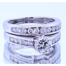 2.51 Carats Round Real Diamond Engagement Ring Set White Gold 14K