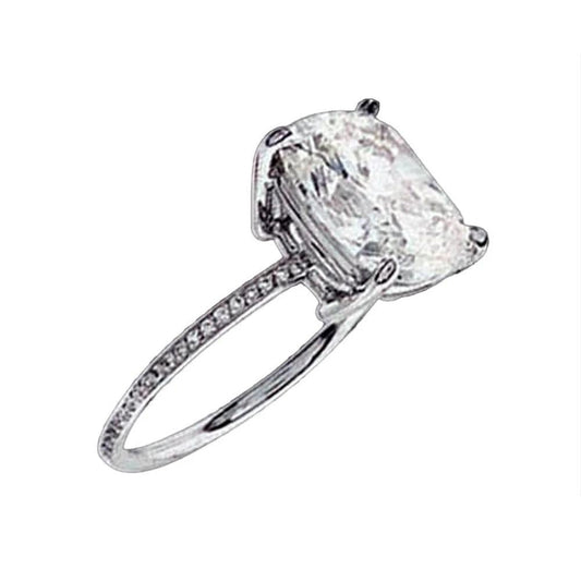 2.51 Ct. Sparkling Cushion Genuine Diamond Ring Solitaire With Accents