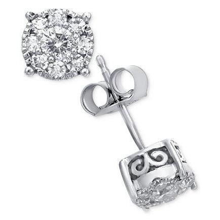 2.6 Ct Prong Set Genuine Round Cut Diamond Women Stud Earrings Halo
