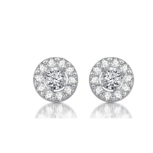 2.6 Ct Prong Set Round Cut Halo Genuine Diamond Stud Earring 14K White Gold