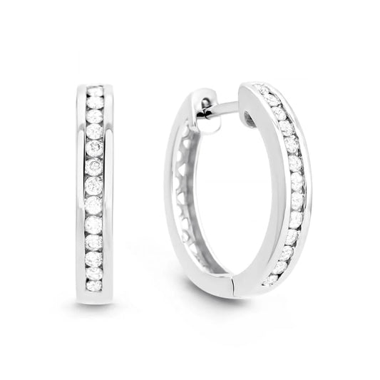 2.6 Ct Round Genuine Diamond Hoop Earrings