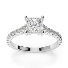 2.60 Carats Princess Cut Solitaire With Accent Natural Earth Mined Diamonds Wedding Ring
