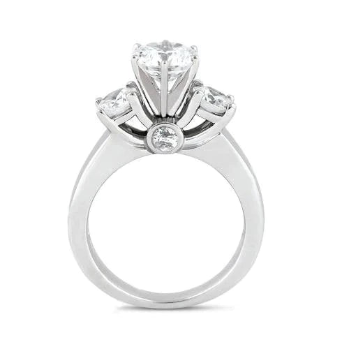 2.62 Carat F Vs1 Natural Earth Mined Diamond Ring 3 Stone Ring