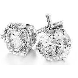 2.70 Carats Solitaire Round Cut Genuine Diamond Stud Earring White Gold 14K