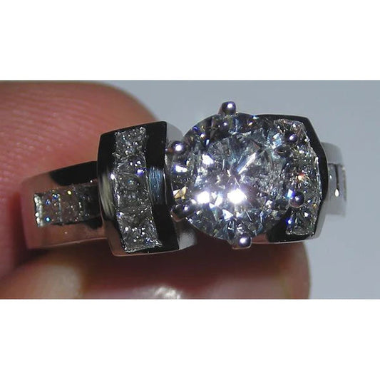 2.71 Carat Real Diamond Engagement Ring White Gold Jewelry