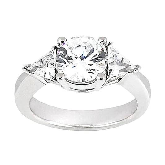 2.75 Carat Round & Trilliant Three Stone Natural Diamond Ring White Gold