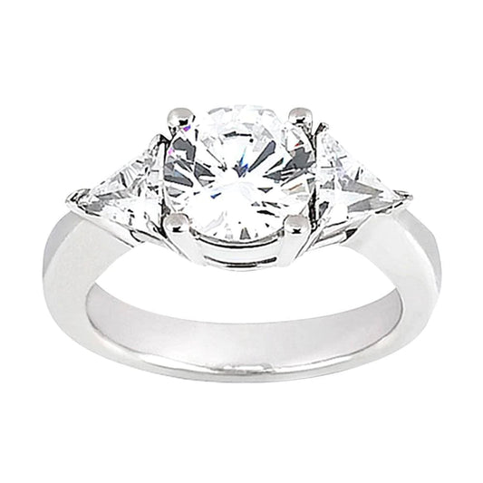 2.75 Carat Round & Trilliant Three Stone Natural Diamond Ring White Gold