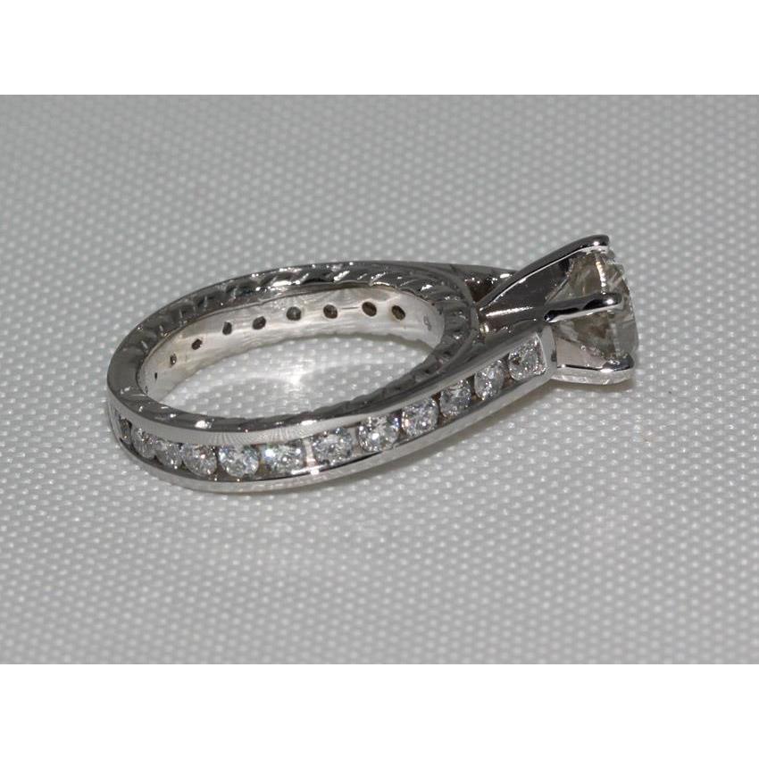 Sparkling Real Diamond Solitaire Ring With Accents