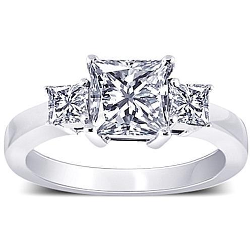 2.80 Carat Three Stone Princess Genuine Natural Earth Mined Diamonds Anniversary Ring Jewellery New