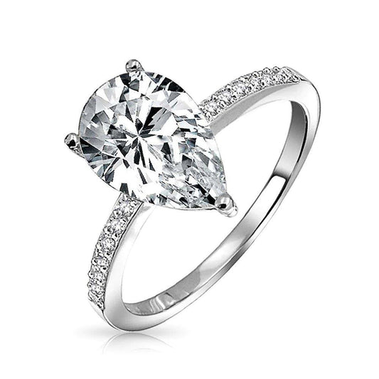 2.80 Carats Pear & Round Natural Diamonds Engagement Ring