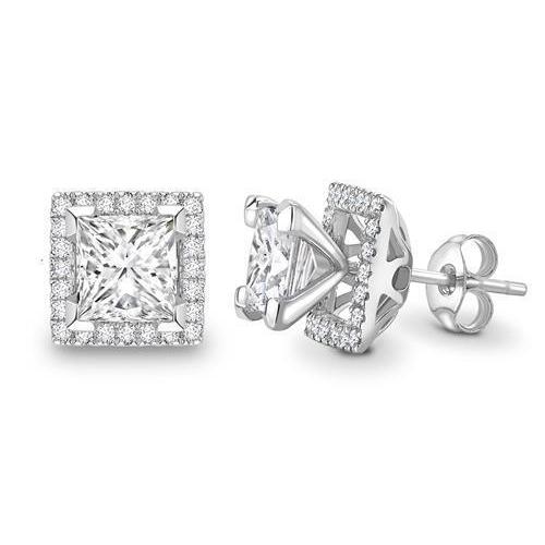 natural round diamond 2.80ct earring front view