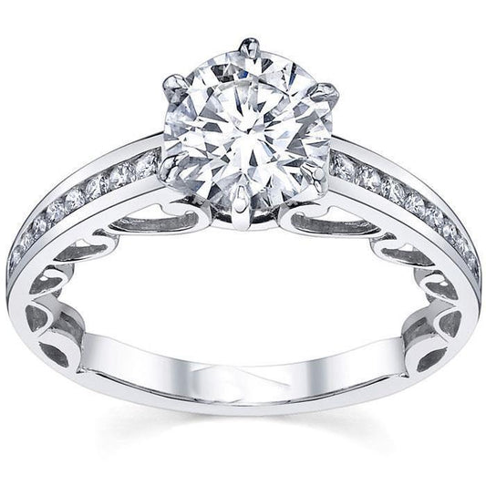 2.80 Carats Round Cut Natural Diamonds Ladies Ring White Gold 14K