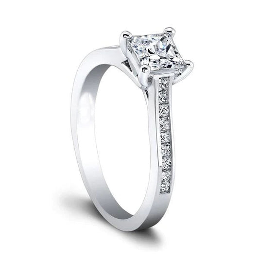 natural princess diamond 2.80ct ring front view