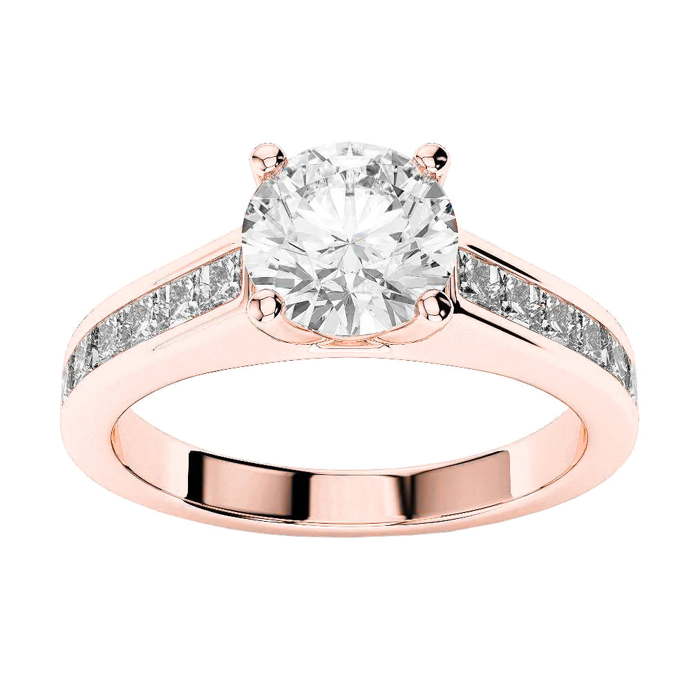 2.90 Carats Brilliant Cut Real Diamonds Engagement Ring Rose Gold 4K
