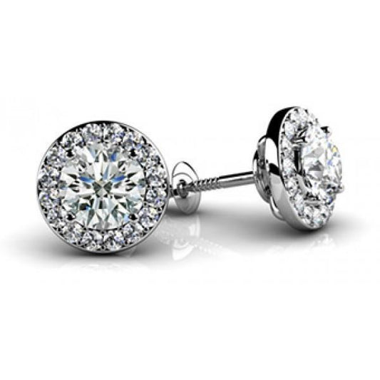 natural round diamond 2.90ct earring front view
