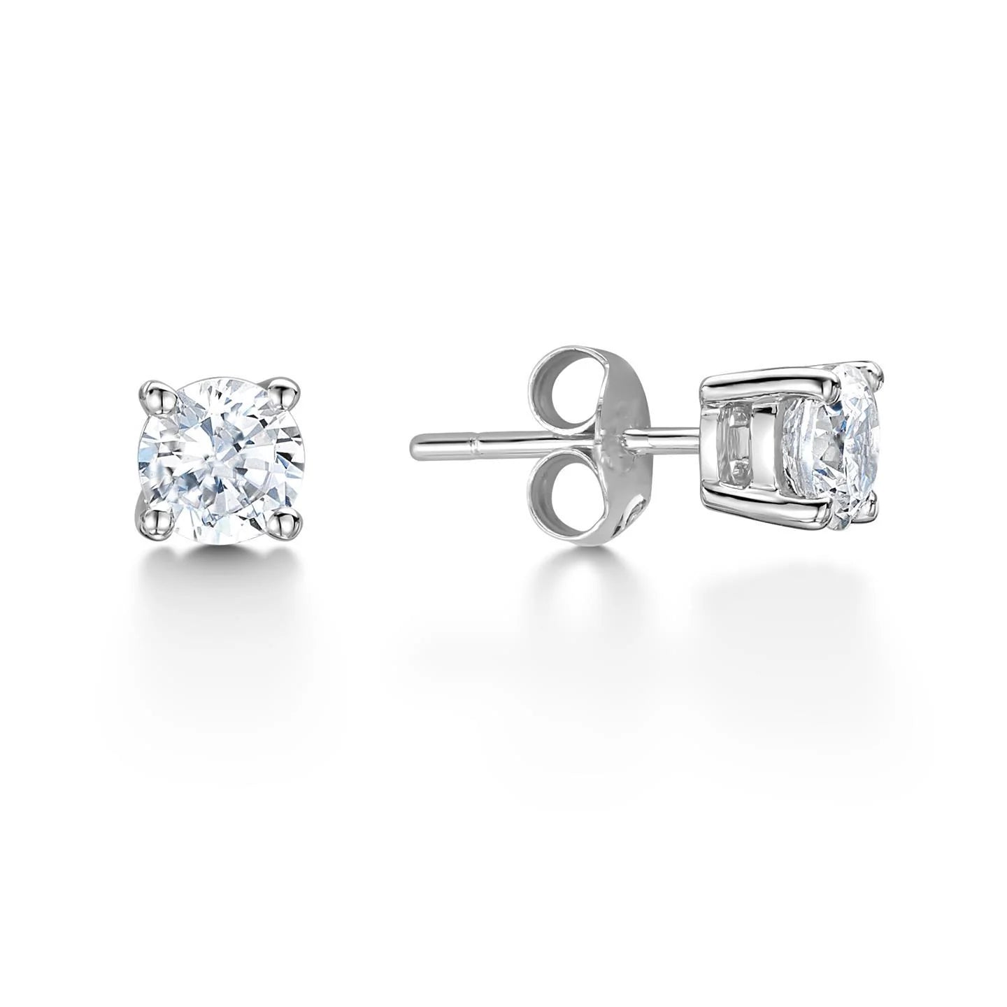 2.90 Carats Round Cut Real Diamonds Studs Earrings White Gold 14K