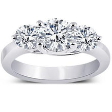2.91 Carat Three Stone Round Real Diamond Engagement Ring