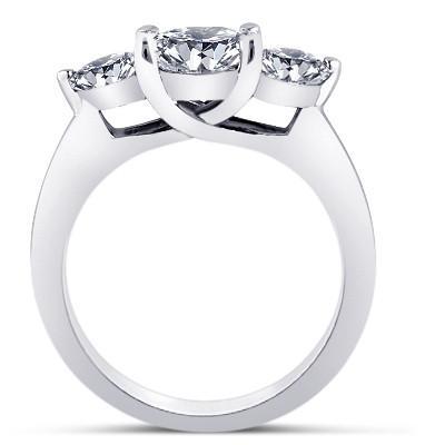 2.91 Carat Three Stone Round Real Diamond Ring Gold New