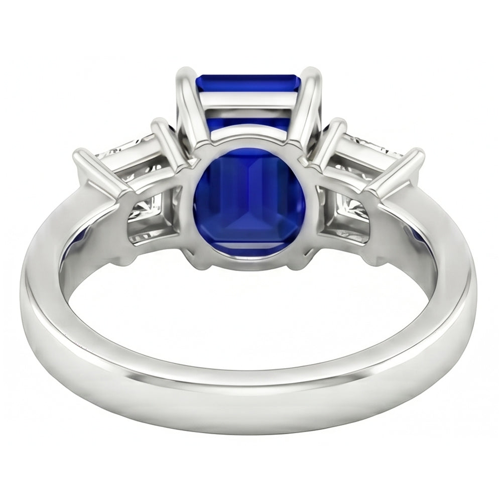 3.05 Ct. Emerald Ceylon Sapphire And Natural Earth Mined DIAMOND ( NOT LAB GROWN )s Three Stone Ring