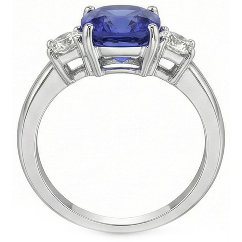 natural round sapphire 3.25ct ring profile view