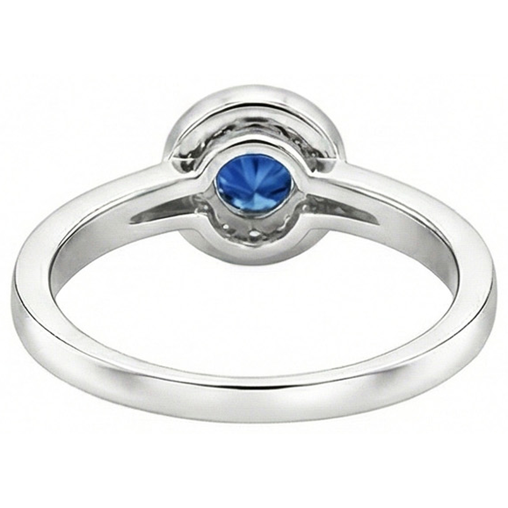 natural round sapphire 3.40ct ring on white background